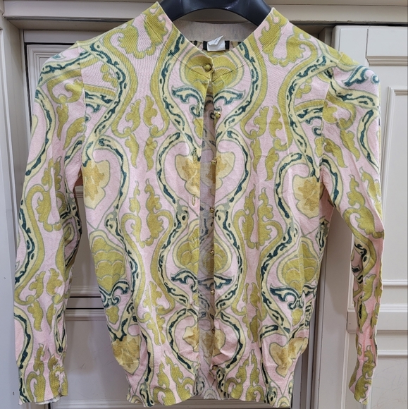 J. Crew Paisley Print Jewel Button Cardigan Sz Medium - Picture 1 of 8